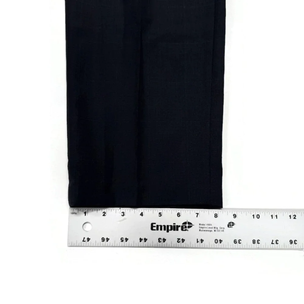 Lauren Ralph Lauren Mens Navy Blue Windowpane Plaid 100% Wool Suit 48R 38 x 28